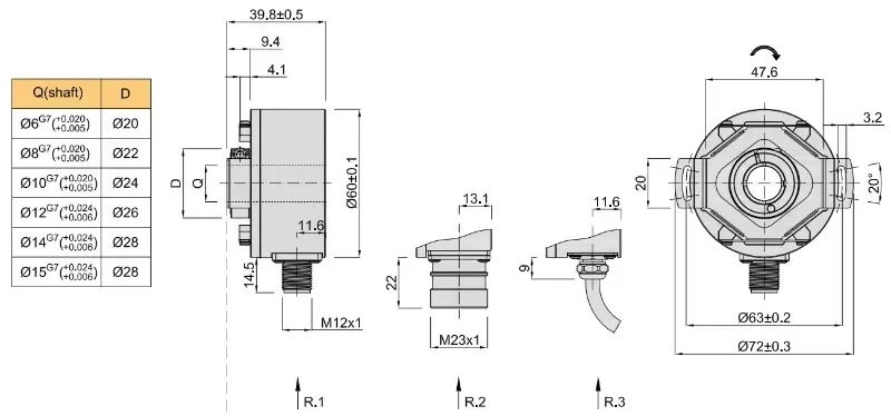 Инкрементный оптический кодирующий преобразователь шпинделя K60 100pr 360pr 2500pr