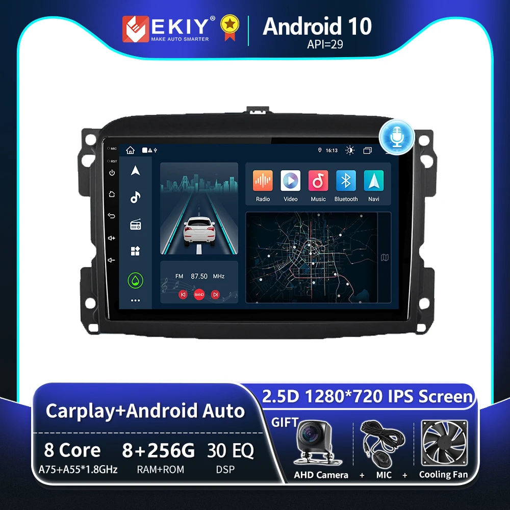 

EKIY T8 8G 256G For Fiat 500L 2012 - 2017 Car Radio Multimedia Video Player Navigation GPS Android Auto Carplay BT No 2 Din DVD