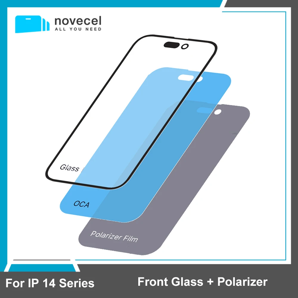 

Novecel 10pcs Polarizing Front Panel Cover Glass With OCA For Iphone 14 14pro 14promax 14plus Screen Refurbishing