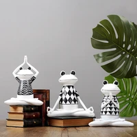 o16 nordic yoga frog figurines resin animal statue modern desktop frog sculpture cabinet table ornament crafts home office decor