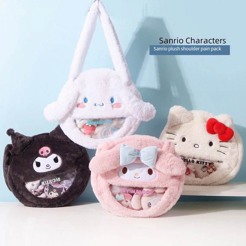 Kuromi Sanrios сумка через плечо бархатная на милый Cinnamoroll Kawaii мультфильм девчачье