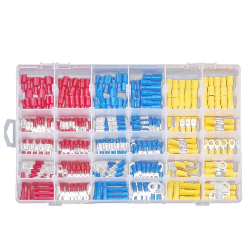 

480PCS Spade Terminal Insulated Cable Connector Wire Crimp Butt Ring Fork Set Ring Lug Roll Sleeve