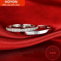 hoyon 2022 simple diamond ring couple a pair of s925 sterling silver rings men and women wedding ring fashion silver jewelry