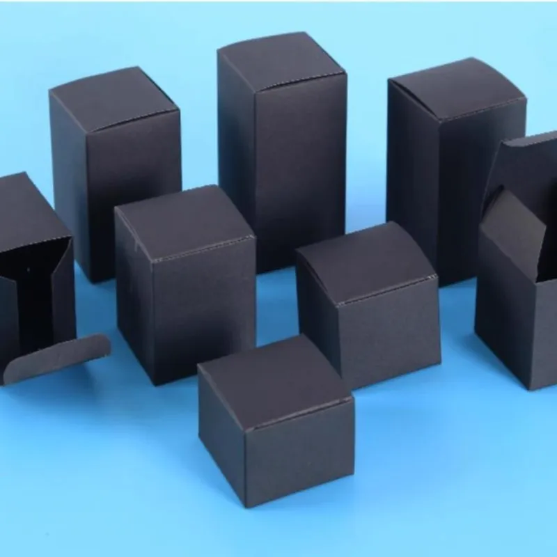 

30-50Pcs/pcs W*W 3 4 5 6 7 8 9 10 H 4~13cm Black CardPaper Box 350gsm DIY Package For Toy Jewelry Gifts Glass Bottles Tubes Jar
