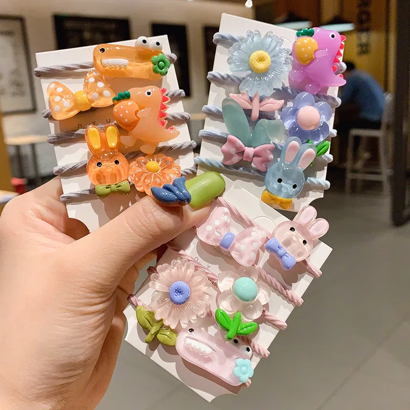 

5PCS/Set Cute Dinosaur Crocodile Rubber Bands Children Baby Sweet Elastic Hair Bands Kids Hair Accessories for Girls
