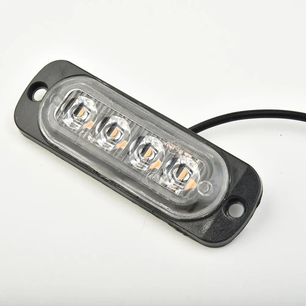 

High Quality Hot New Pratical Useful Durable Car Light Truck Van Warning With Screws Yellow 12-24V 333mA 4LED Car