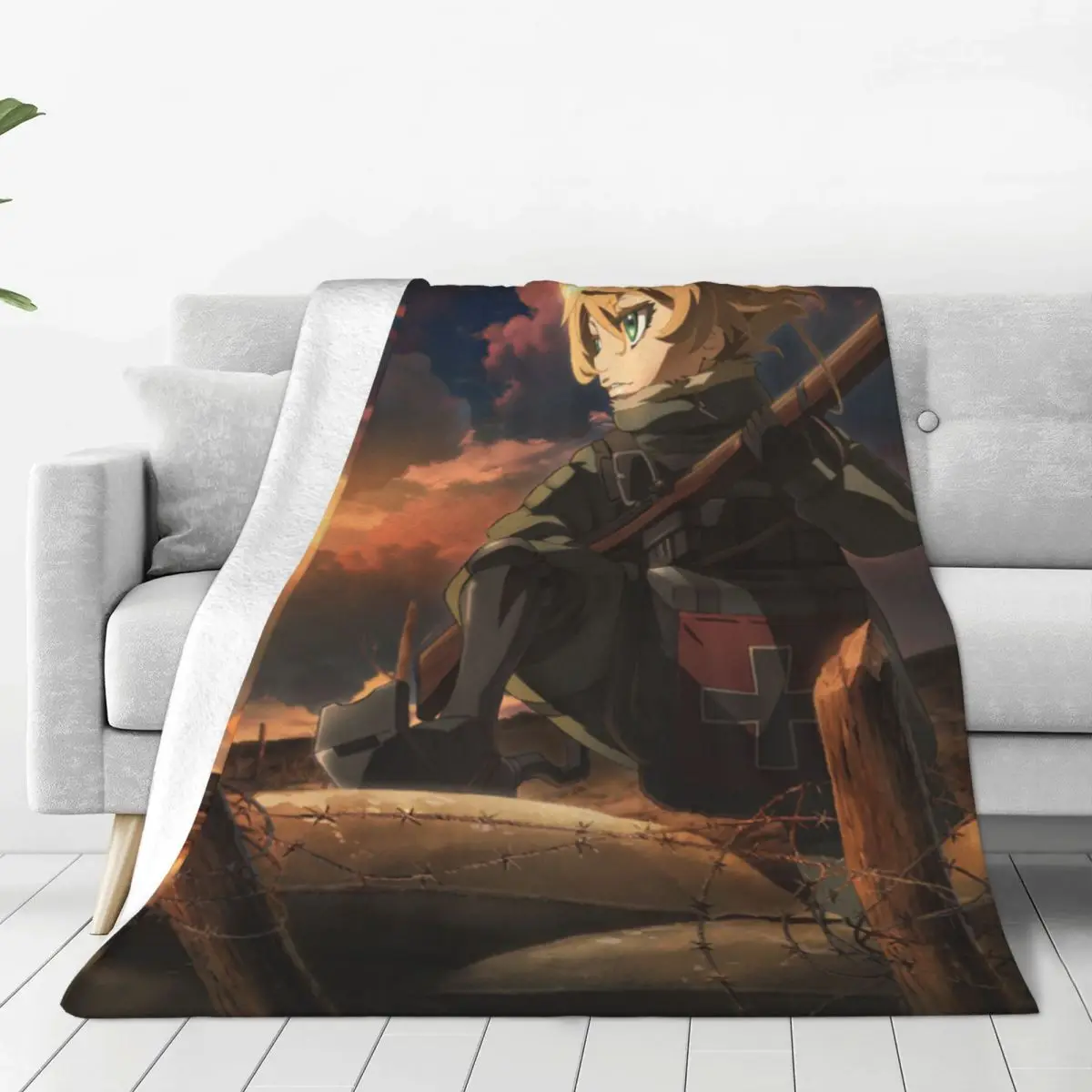 

Youjo Senki Cartoon Anime Fuzzy Blankets Viktoriya Ivanovna Serebryakov Throw Blanket Home Hotel Sofa 125*100cm Plush Thin Quilt