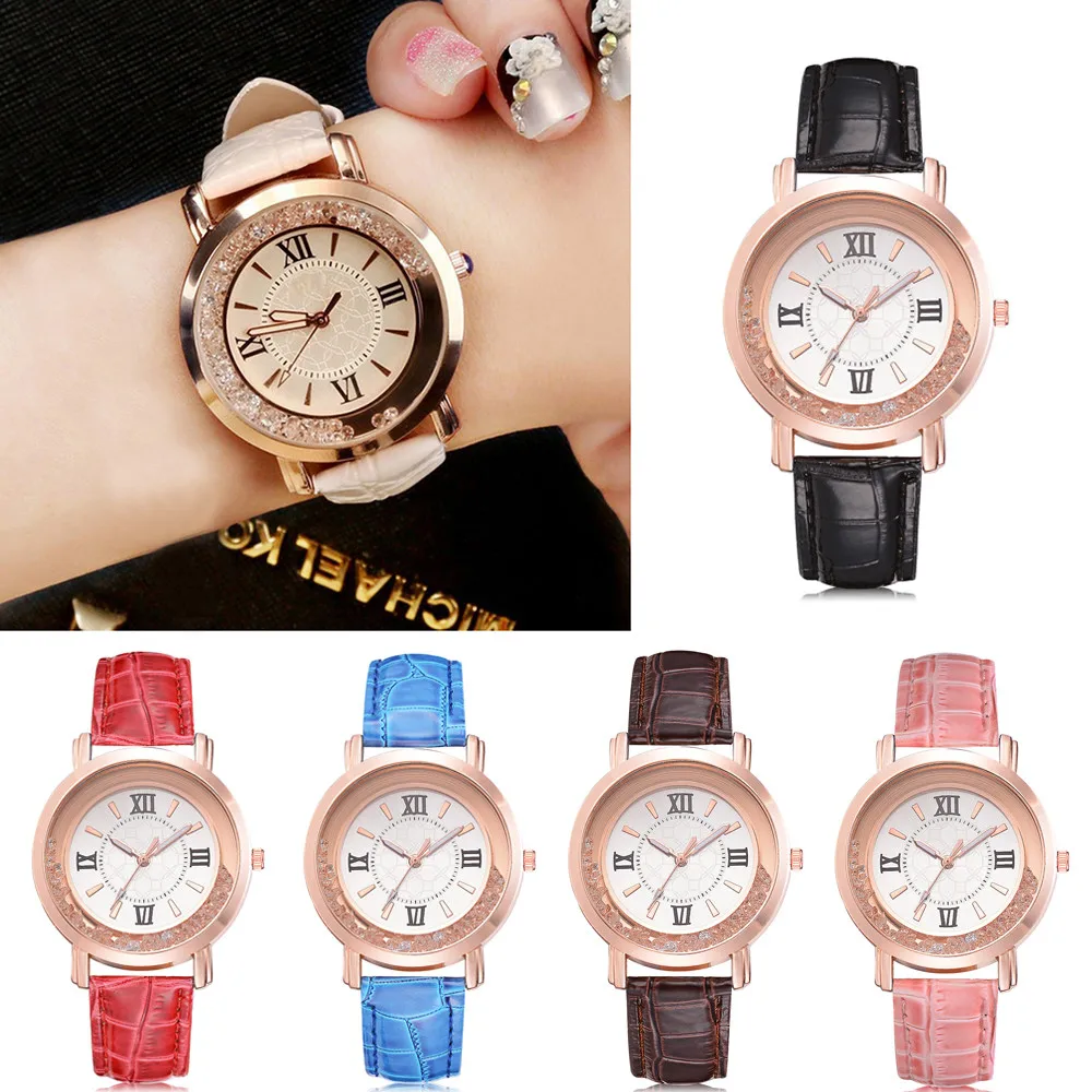 

Women Fashion Luxury Leisure Set Auger Leather Stainless Steel Quartz Watch Women Watches Fashion Ladies Quartz Watch Relogio