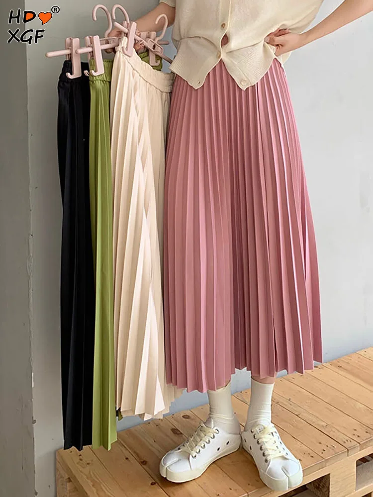 

Юбка-миди плиссированная однотонная, с высокой талией, весна-лето