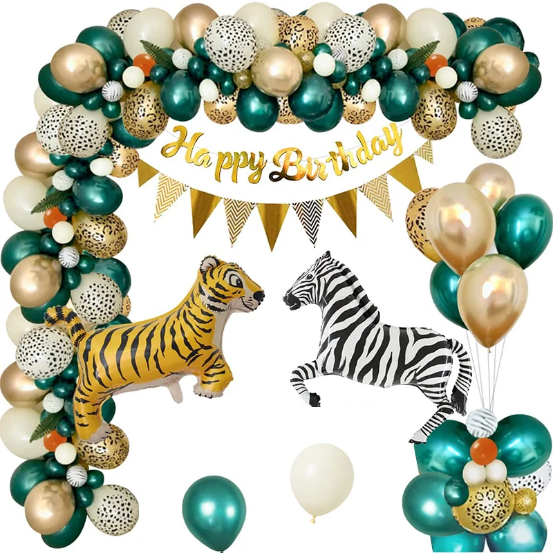 

Хромированные золотые зеленые сафари джунгли первый день рождения воздушные шары вечерние Globos длительный шар украшение день рождения мальчика девочки