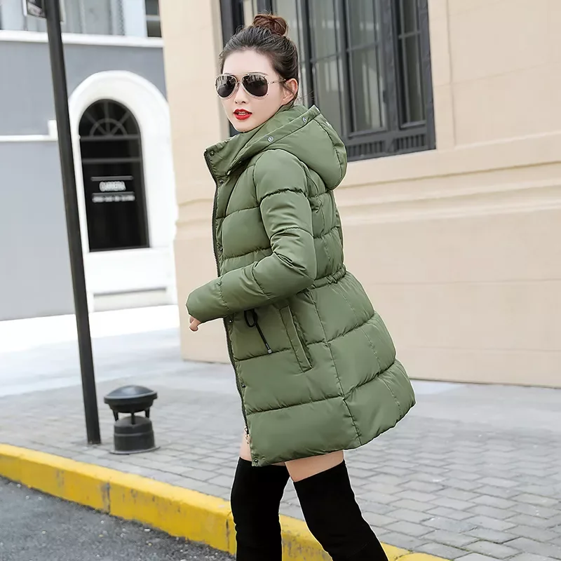 Coats and Jackets Women 2021 New Streetwear Zipper Hooded Winter Padded Female Parka Polyester Autumn Black Women's Clothing enlarge