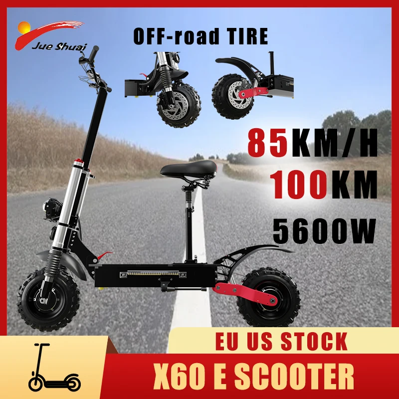 

JUESHUAI X60 Electric Scooter High Speed 85KM/H Electric Scooters 100KM E Scooter Dual Motor 60V 5600W 11'' Wheel Waterproof