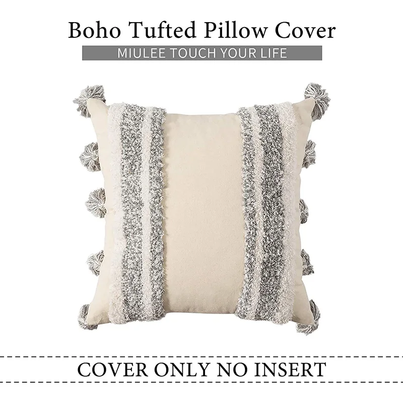 Декоративная наволочка в стиле бохо плетеная стеганая подушка с кисточками для