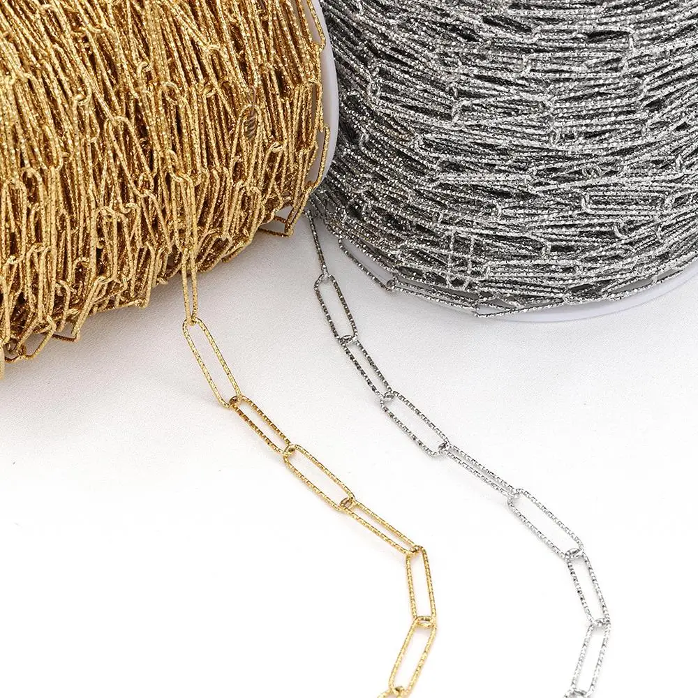 Длинная овальная цепочка из нержавеющей стали с текстурой, ожерелье, цепочка, браслет, ювелирные изделия «сделай сам», аксессуары ручной работы, 2 м/1 м Длинная овальная цепочка из нержавеющей стали с текстурой, ожерелье, цепочка, браслет, ювелирные изделия «сделай сам», аксессуары ручной работы, 2 м/1 м