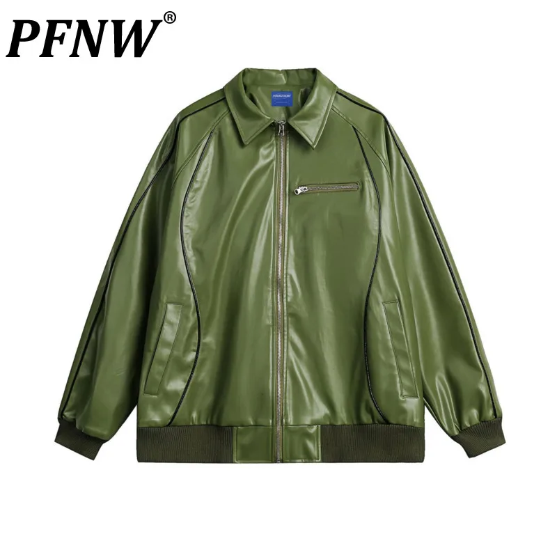 

PFNW Spring Autumn New High Street Punk Style Casual Leather Jacket Men's Tide Chic Trendy American Motorcycle PU Coat 12Z6426