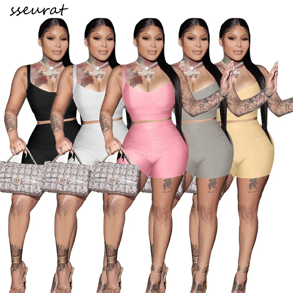 

Женский спортивный костюм SSEURAT, летний комплект из двух предметов для йоги, юбка-шорты, спортивный костюм для бега, 2022