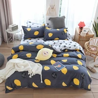 evich polyester navy bedding sets with lemon pattern 3pcs pillowcase single and double queen multi size bedsheet quilt cover
