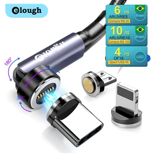 elough 540 rotate magnetic cable 3a fast charging micro usb type c cable for iphone xiaomi magnetic charger phone data usb cord free global shipping