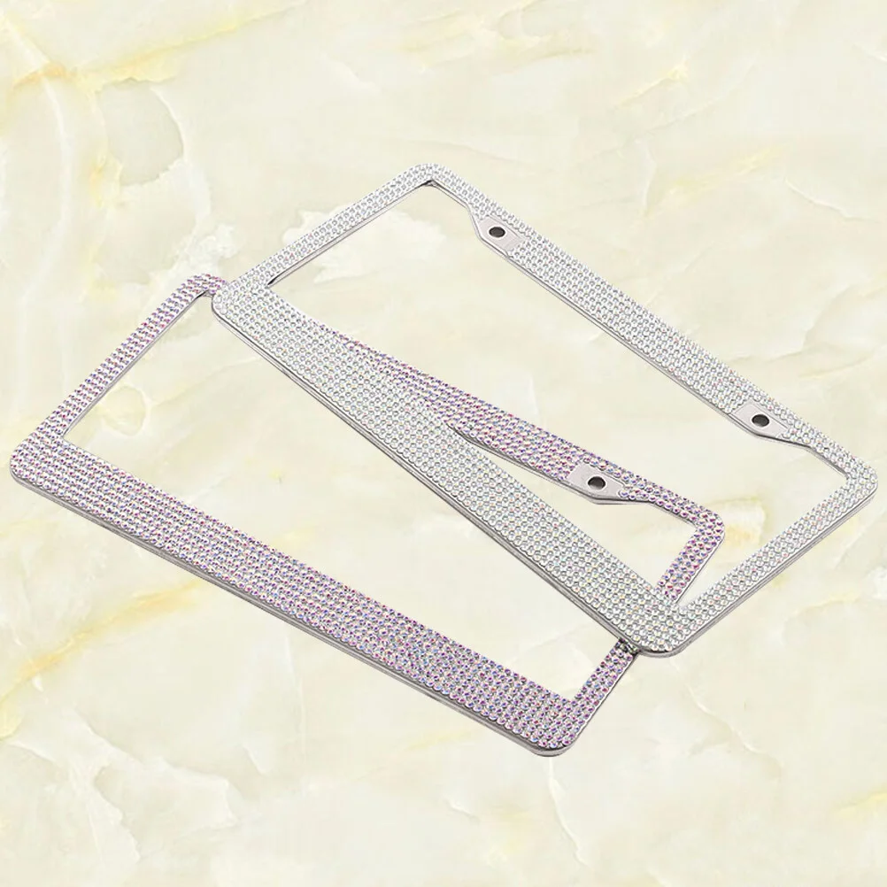 

2pcs Rhinestone License Plate Frame License Plate Rack Holder Car Licence Plate Holder Protective Cover with US Plug (Random