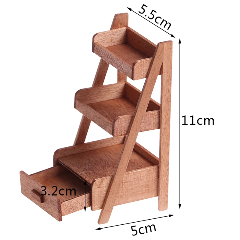 

1Pc 1:12 Dollhouse Wood Shelf Flower Stand Mini Doll House Furniture Model Simulation Furniture Accessories