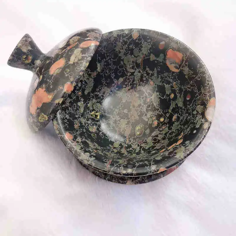Фото Нефритовая чайная чаша с цветком сливы и крышкой оптом с магнитом Anshan Rock Jade Wine Set Чайный сервиз Нефритовая чайная чашка Нефритовые поделки №3