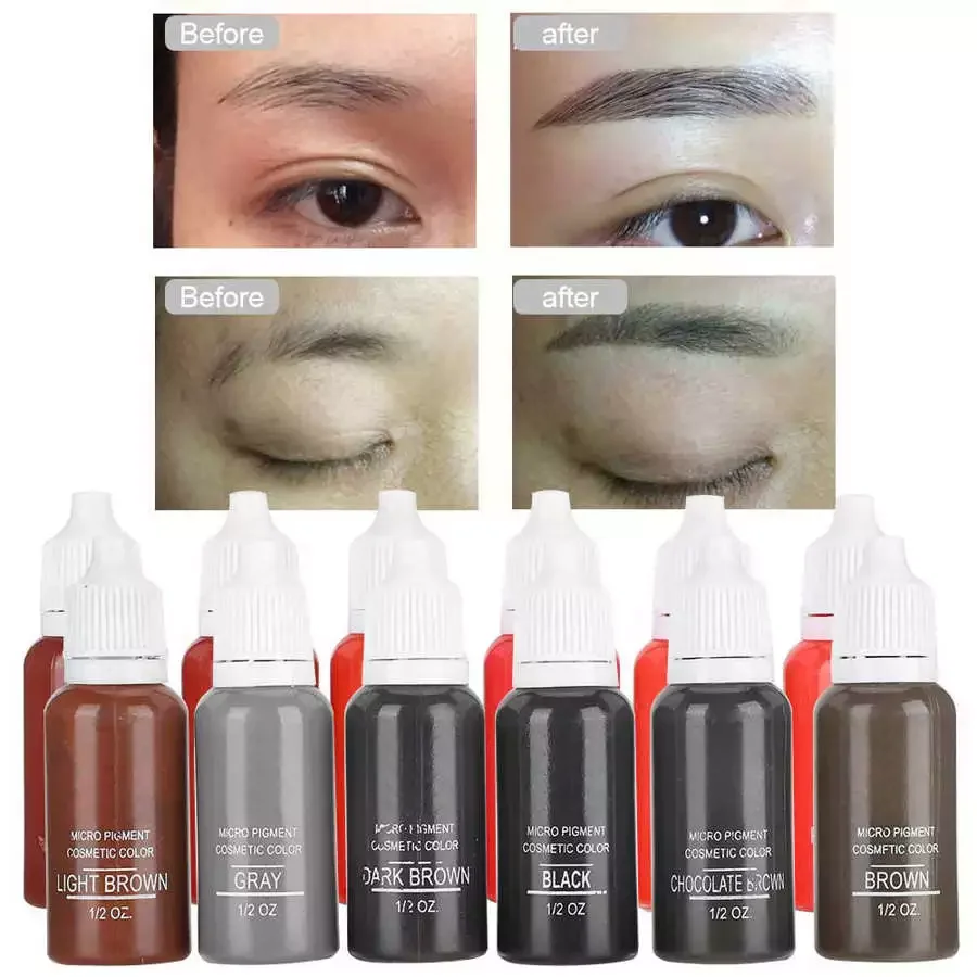 

6pcs/Box Microblading Tattoo Ink Pigment Set Semi-Permanent Eyebrow Lip Tattoo Pigments Plant Extract Beauty Makeup Inks Supply