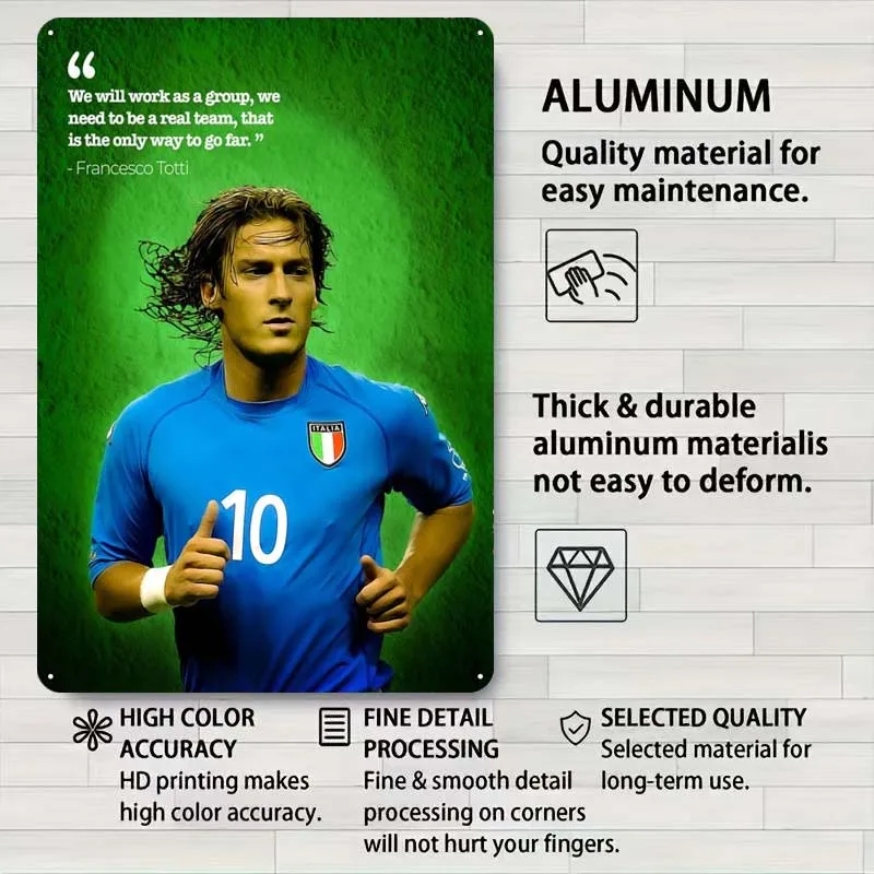 Francesco Totti Италия Спортивный Металлический Плакат Новый Декор Металлические