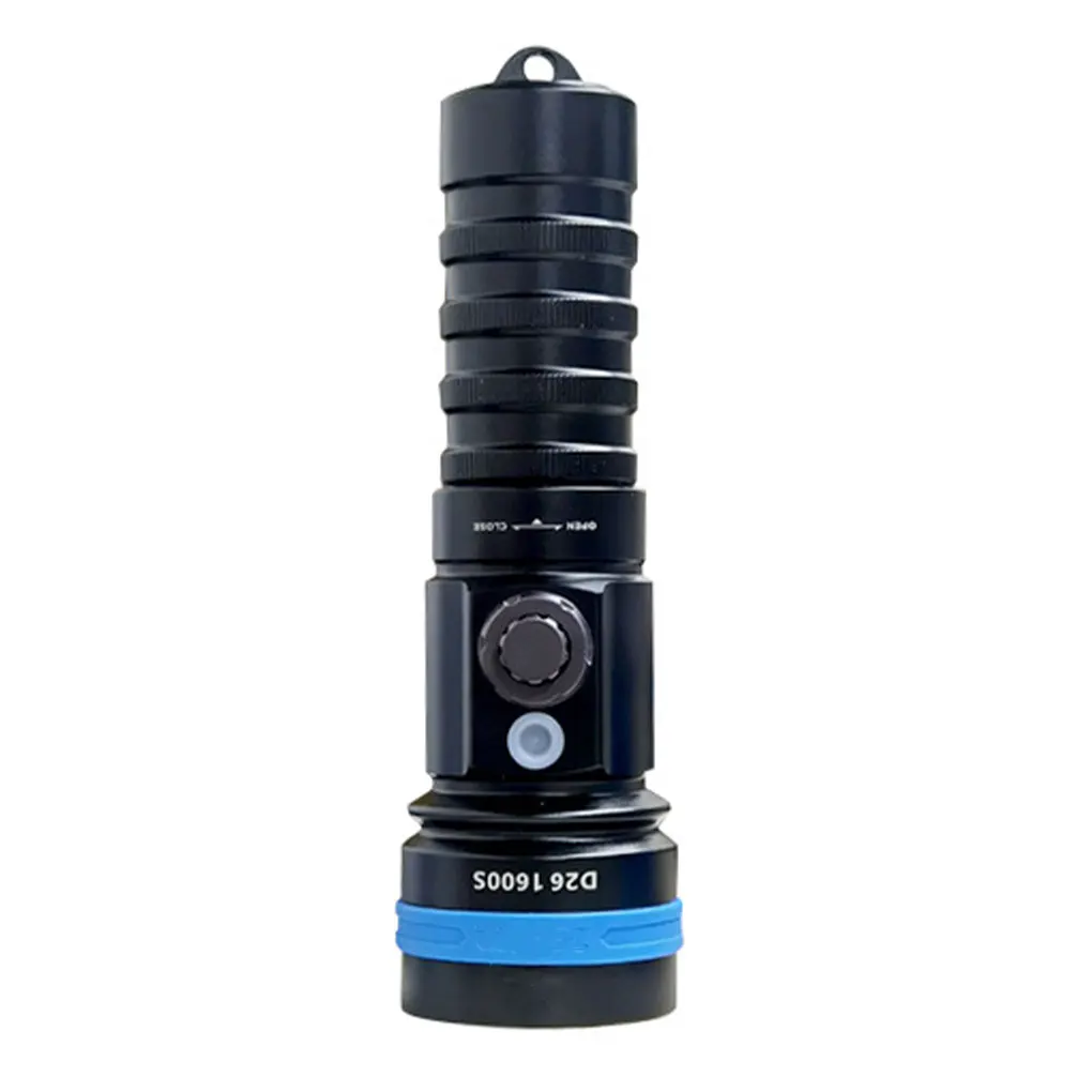 Aluminium Alloy Diving Flashlight Portable Handheld 1600lm Professional IPX8 Waterproof Press Button Electric Torch