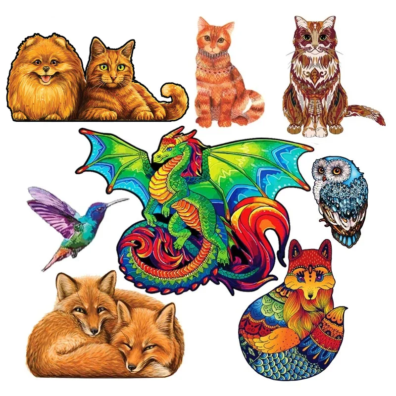 

Animal Wooden Puzzle Lion Elephant Chameleo Wooden Jigsaw Puzzle Wood Puzzle Educational Toys For Kids Adults Home Decro 2022