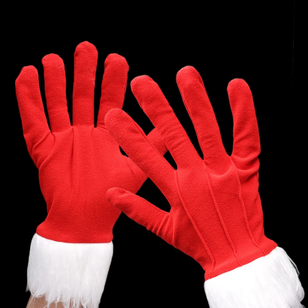 

Красные меховые Костюмные перчатки Skeleteen, красные бархатные перчатки с белыми пушистыми манжетами, аксессуары, косплей-Костюмы для женщин и...