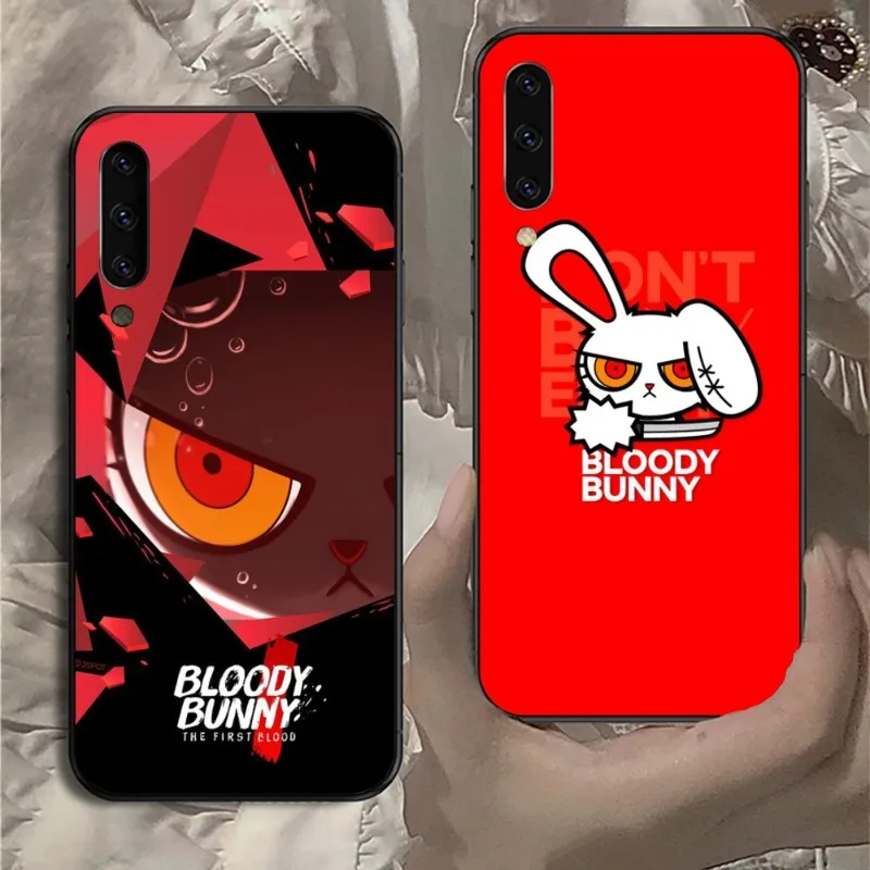 

Luxury Bloody Bunny Phone Case for Samsung Note 9 10 20 Plus Pro Ultra J6 J5 J7 J8 Black Soft Phone Cover Funda