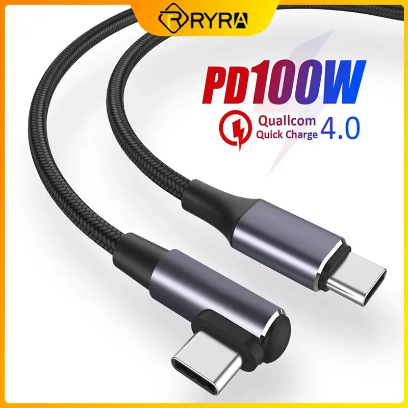 

RYRA 100W C To C Type-c To Type-c Single Elbow Male To Male 5A Fast Charging Line PD Data Line Charger Data Cord For Huawei