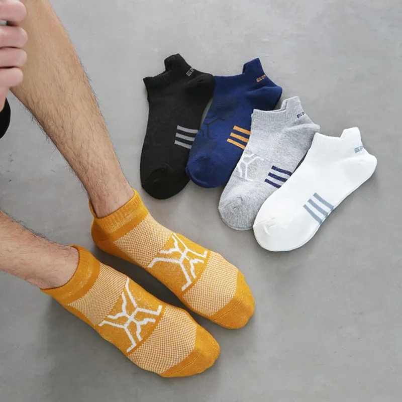 5 Pairs Sports Low-Cut Boat Socks Men Breathable Male Comfortable Casual Socks Summer Street Fashions Absorb Sweat Ankle Socks