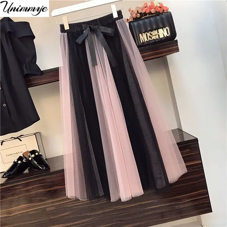  Women Off Shoulder Solid Shirts  +  Long Mesh Skirts Fashion Sets Summer Casual Ruffles Slash Neck Female Suits H83