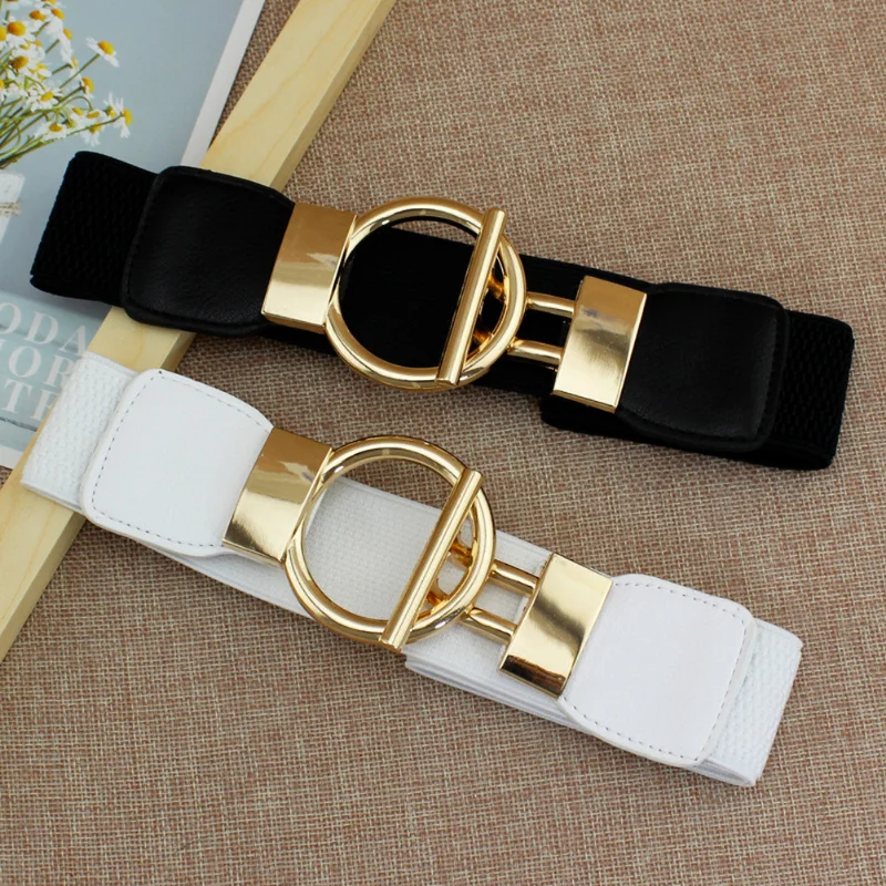 

Fashion Dress Belts for Women Simple Waist Elastic Ladies Band Round Buckle Decoration Coat Sweater Party Belt Girdle Belt Gift