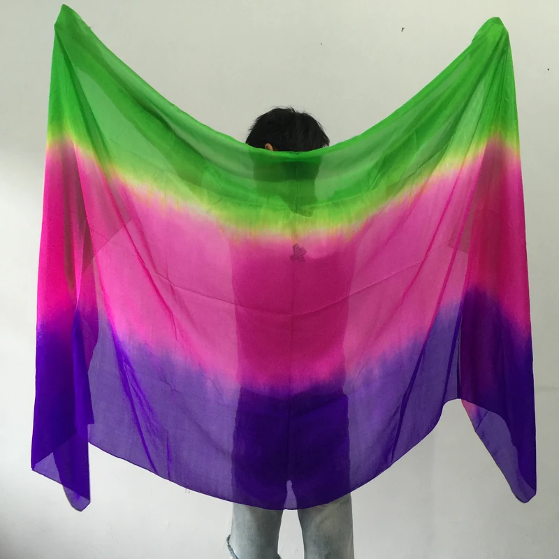 

2.5M/2.7M belly dance 100% real Silk Veil Gradient color Silk Hand Scarfs for Dancer belly dance accessory Veils free shipping