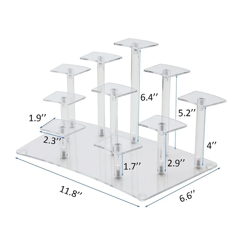 Стенд для выкладки на 10 уровней из акрила для кукол, капкейков, косметики, лака для ногтей, глиняных фигурок и ювелирных изделий.