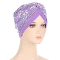 soild color sequins india turban hat fashion muslim head wraps female beanies headscarf bonnet ready turbans