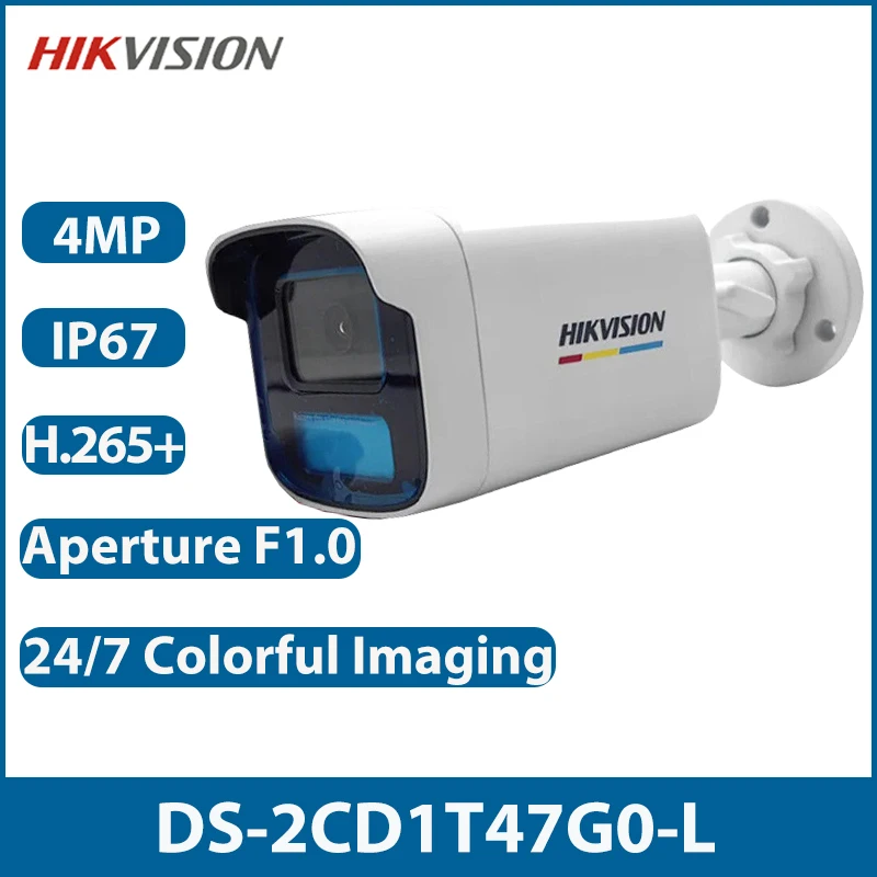 

Hikvision Original DS-2CD1T47G0-L 4MP ColorVu, фиксированная сетевая камера безопасности, Poe IP-камера с датчиком движения