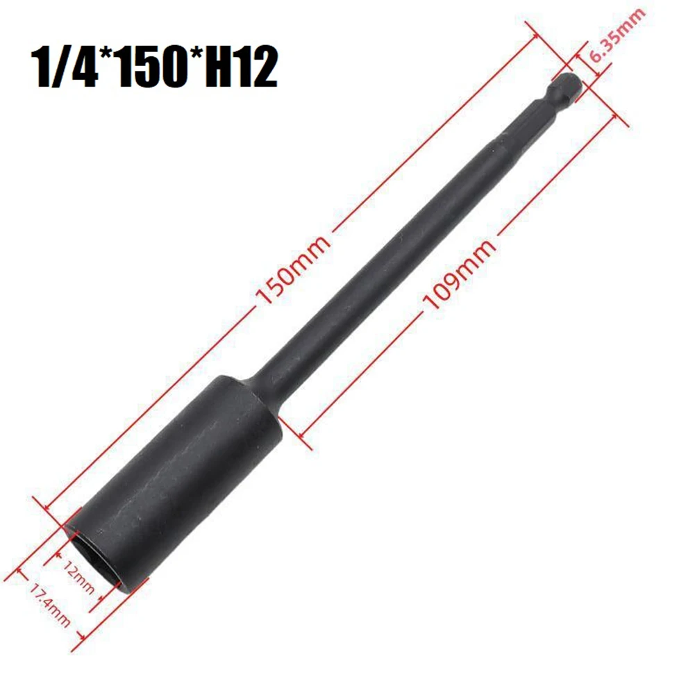 150mm Length Extra Deep Bolt Nut Driver Bit H7-H14 Drill Socket 6.35mm Hex Shank Wrench Socket Screw Driver For Power Tool images - 6