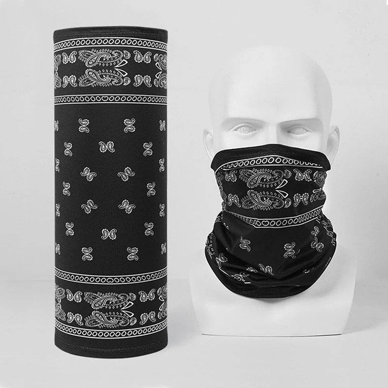 Мотоциклетная маска из ледяного шелка, Спортивная Бандана с пейсли, волшебный шарф-труба, многофункциональная велосипедная маска для лица, снуд на шею, повязка на голову