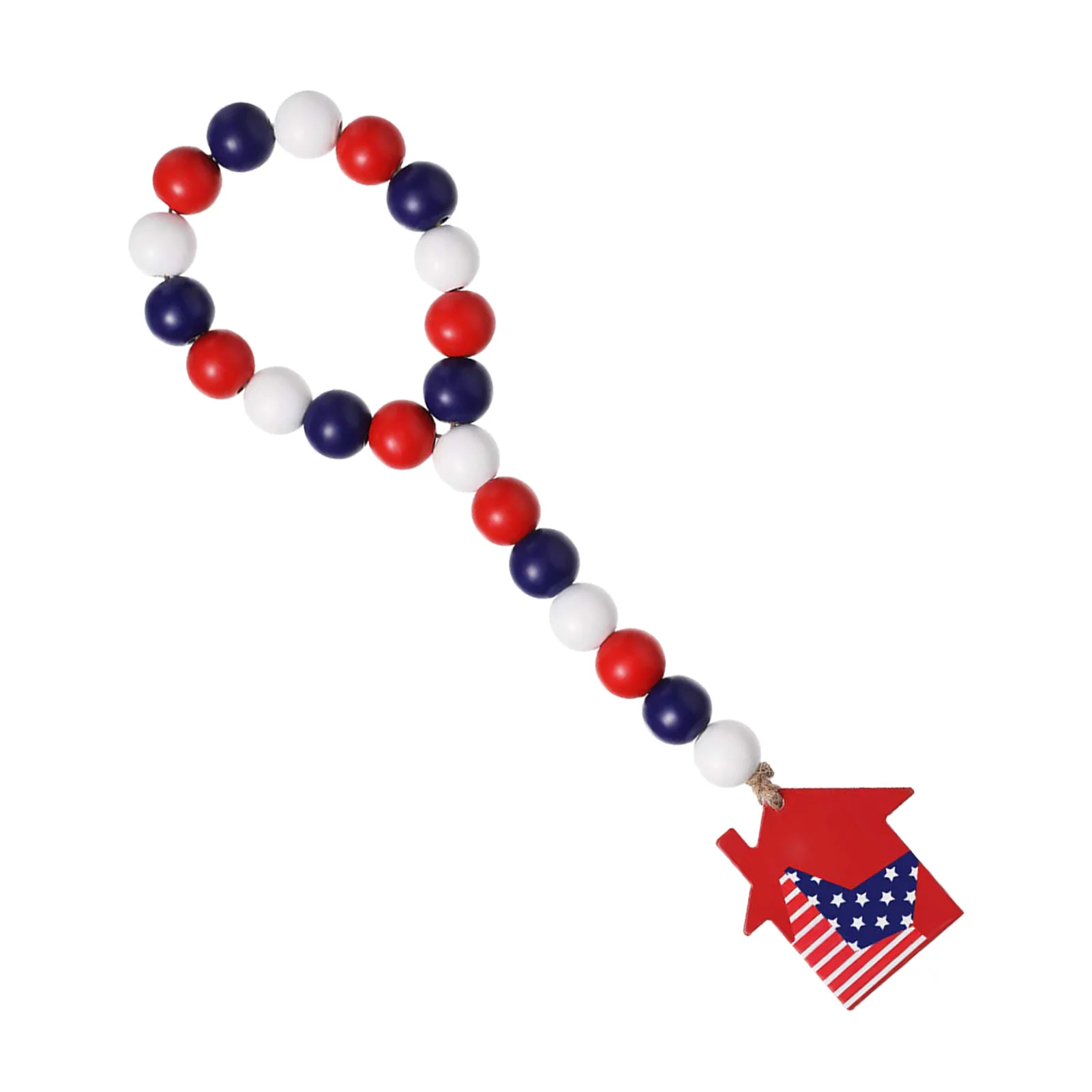 

Патриотический День Независимости деревянные бусины красочные деревенские деревянные бусины с американским флагом узор кисточка кулон дл...