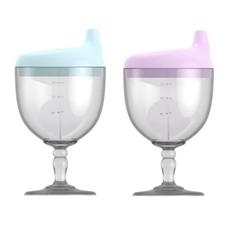 

2 Pcs 150ML Baby Goblet Water Bottle Infant Cups With Duckbill Mouth Shape Feeding Baby Training, Blue & Purple