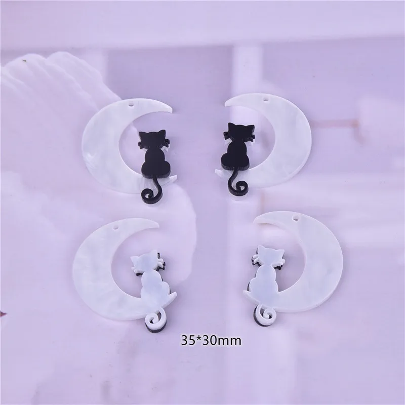10 шт./упак. милые лунные кошки акриловые подвески для творчества серьги брелок