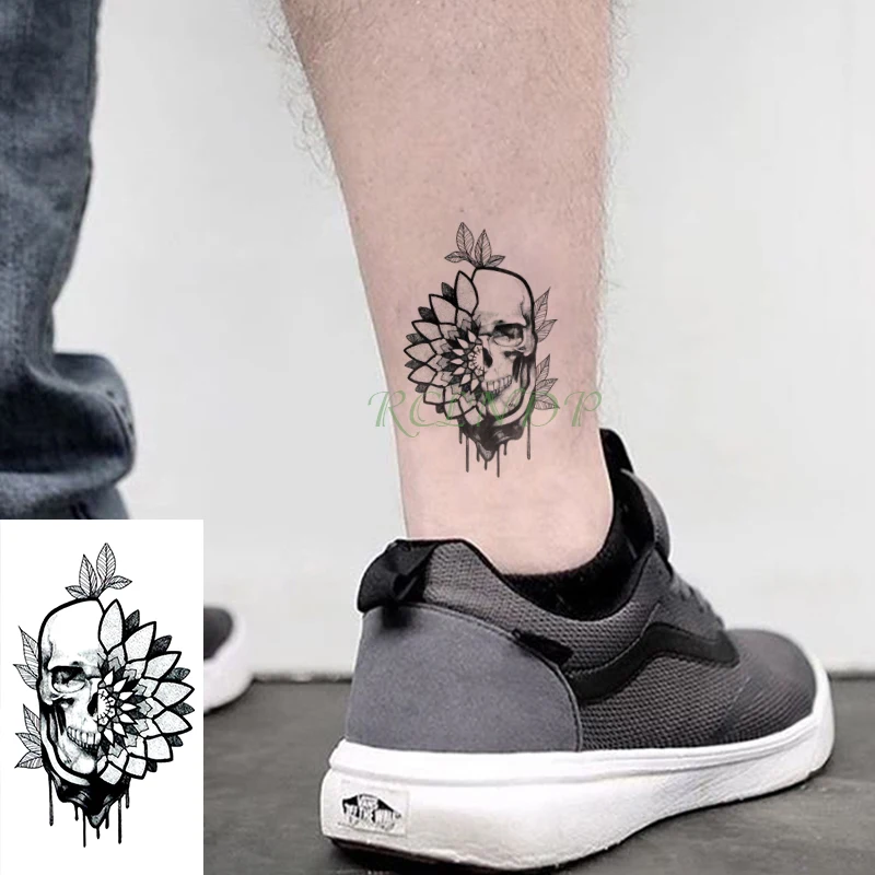

Waterproof Temporary Tattoo Stickers skull flower fake Tatto Flash Tatoo Hand Foot small tattoos for Girl Women Men