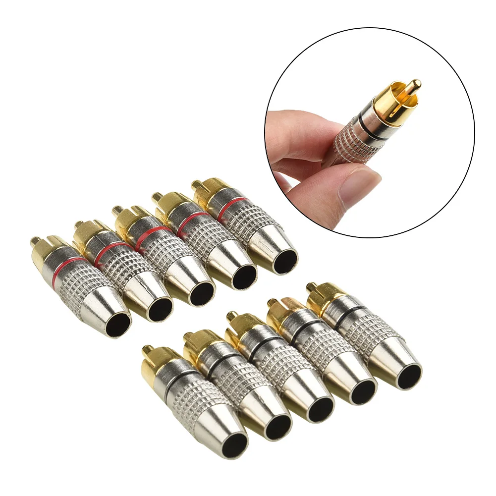 

10pcs RCA Male Plug Solder Audio Video Cable Cord Adapters Connector Gold Plated