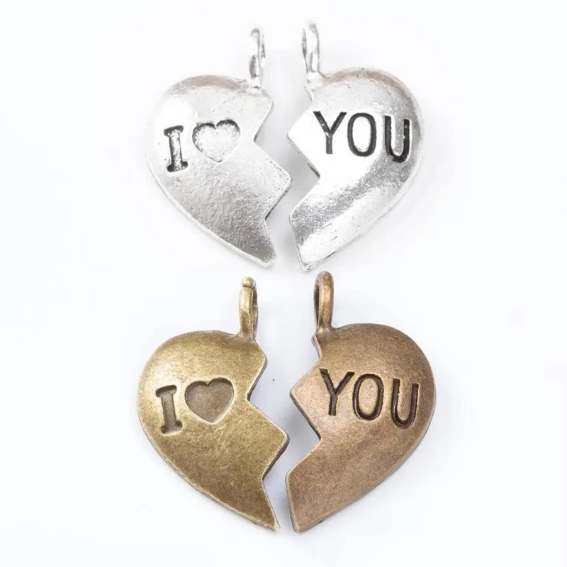 40 шт. 25*24 мм модный женский бутик античная бронза комбинация кулон Я люблю тебя