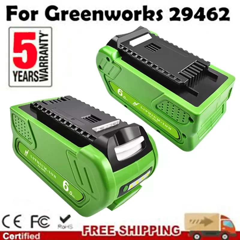 

Bonacell 40V 6000mAh Rechargeable Replacement Battery For Creabest 200W GreenWorks G-MAX GMAX 29462 29472 22272 Battery 29717