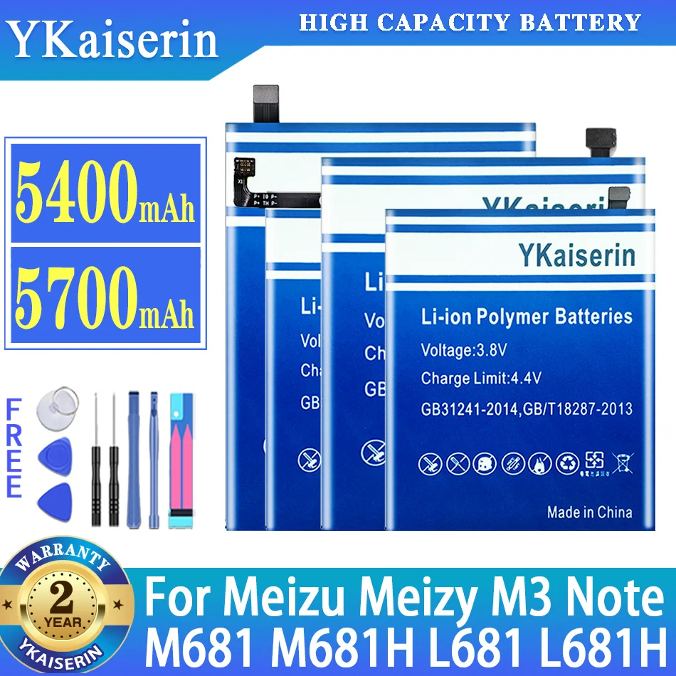 

YKaiserin Battery For Meizu M3 Note M3Note L681 L681H M681 M681H Phone Latest Production Battery + Tracking Number