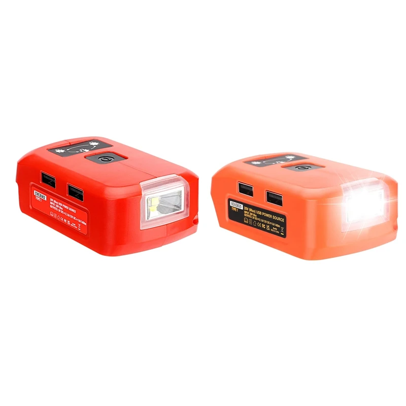

Battery Adapter For V20 Battery USB Charger, LED Work Light With Dual USB Charger And 12V Port